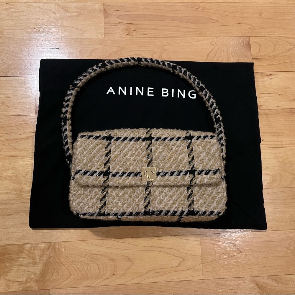 Anine Bing Nico Shoulder Bag - Camel Check